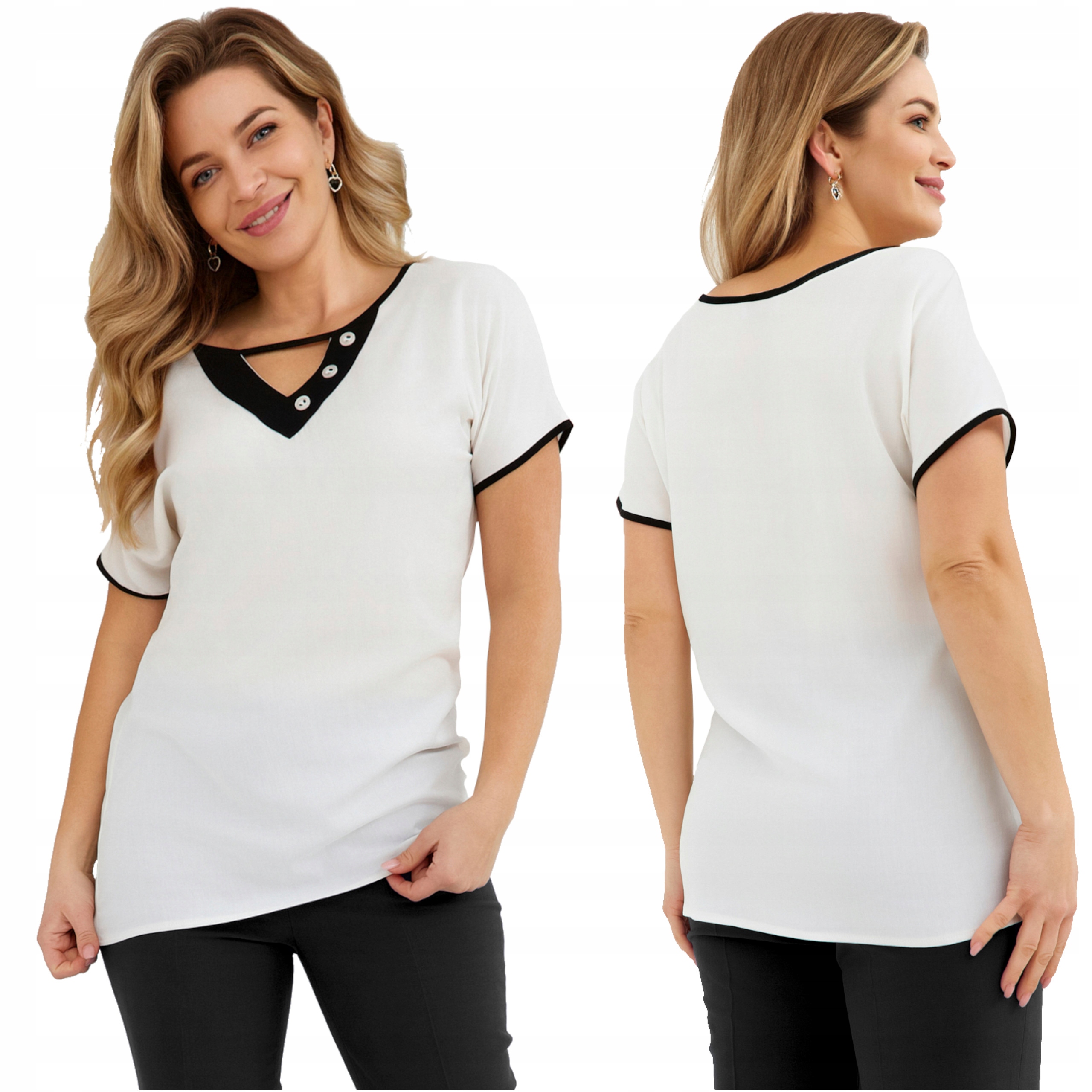 Dámská tunika Bílá Elegantní Volná Velká velikost Polský Výrobce