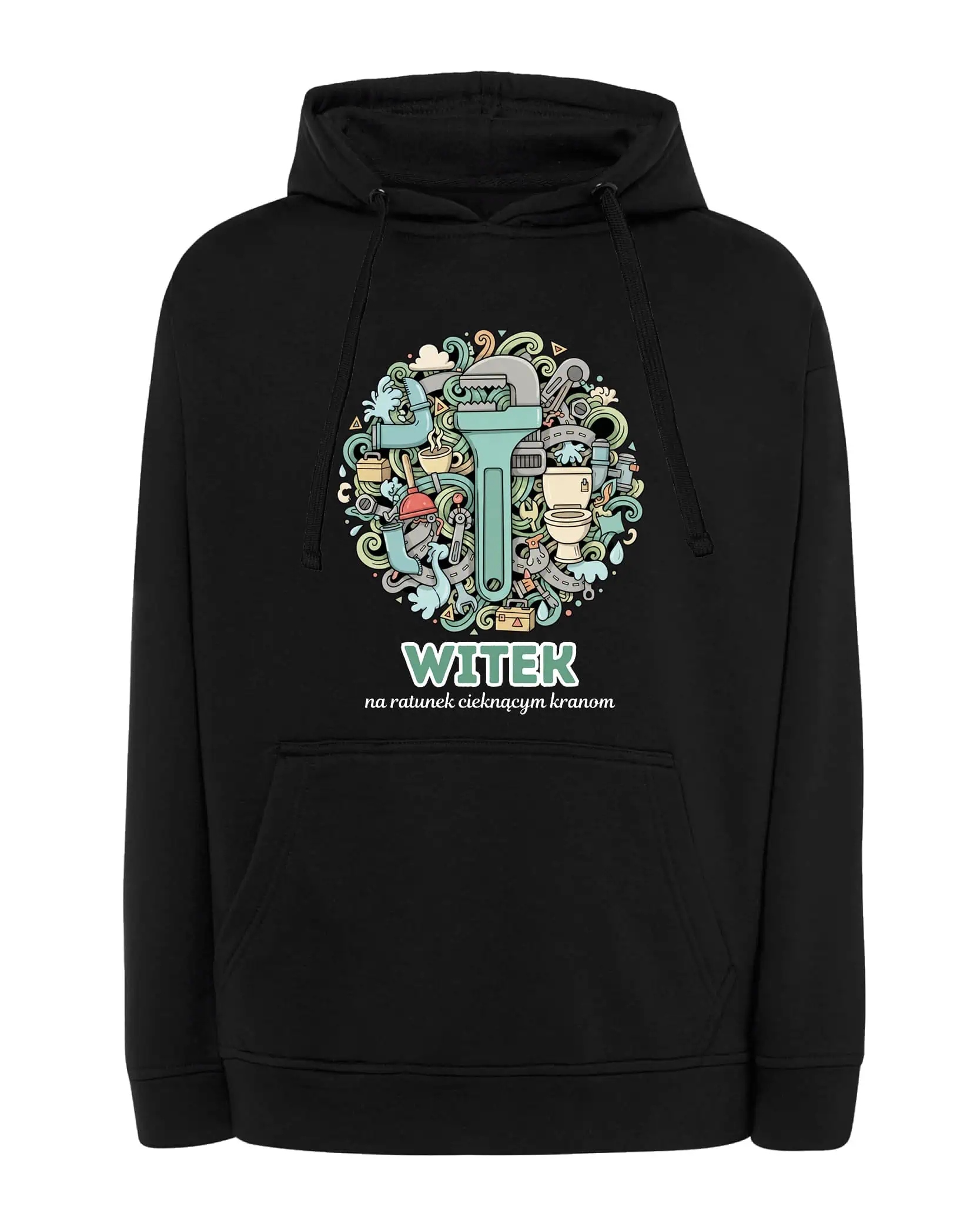 Mikina s kapucí Hydraulik Personalizovaná Ilustrační Černá M