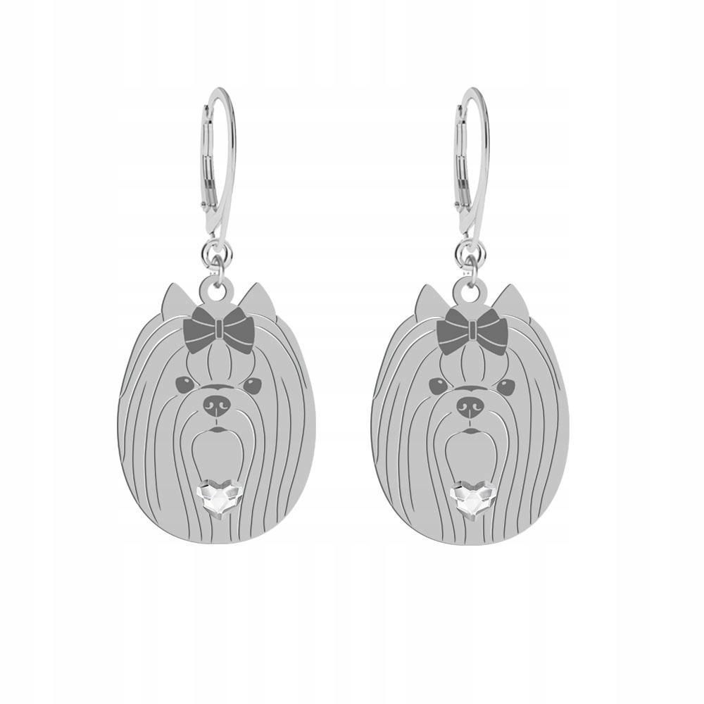 Stříbrné Náušnice Yorkshire Terrier Žena Šperky Dárek Gravírování Bonus