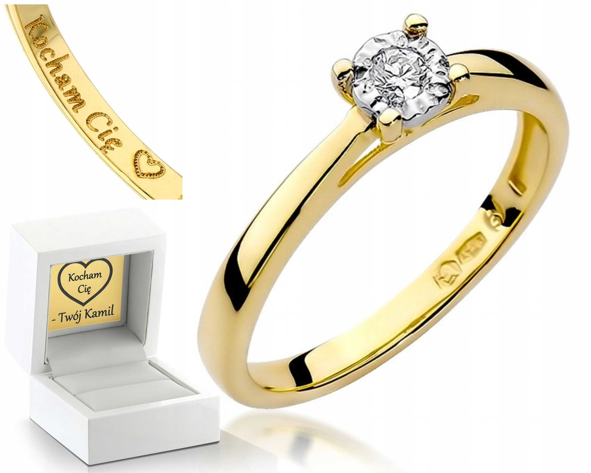 Prstýnek S Briliantem Gravírování Bonus Zlato