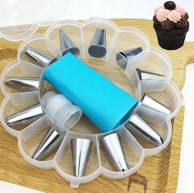 RĘKAW CUKIERNICZY MEGA ZESTAW SILIKONOWY 15EL DEKORATOR DO TORTÓW CIAST Marka inna