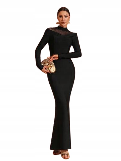 Shein Černá Jednoduchá Šaty Se Síťkou L 1KE