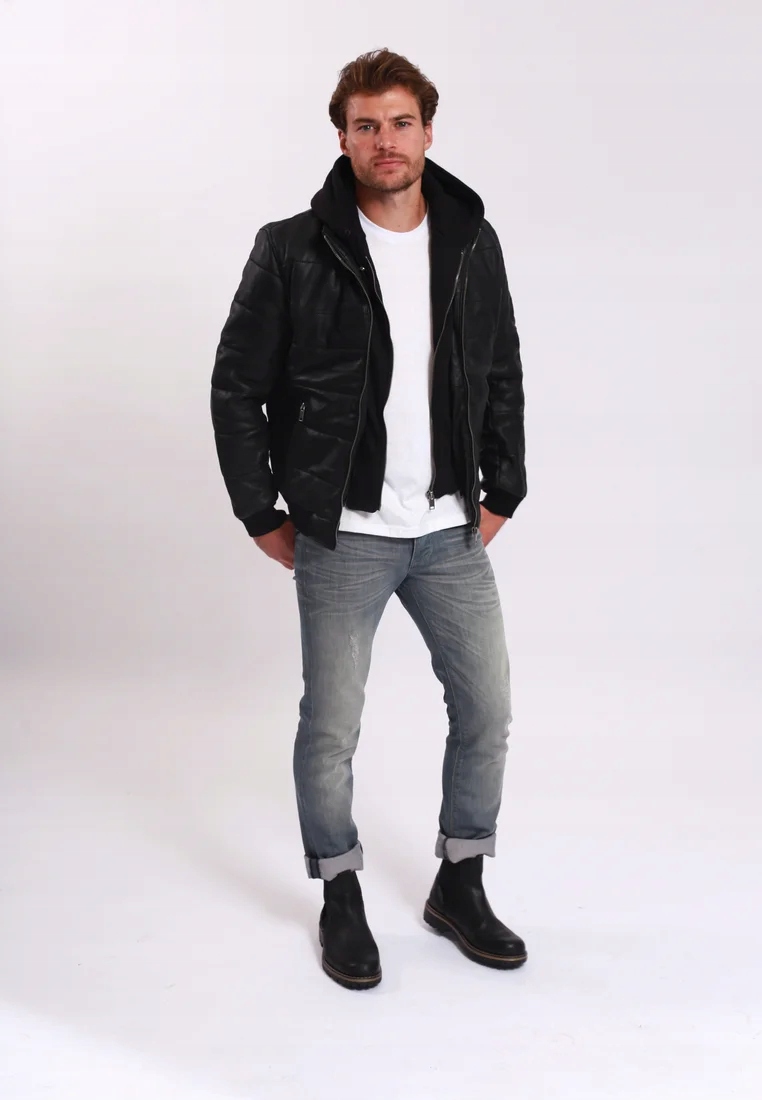 Lee Cooper Bomber pánská pilotní bunda s odnímatelným límcem, barva černá, velikost M