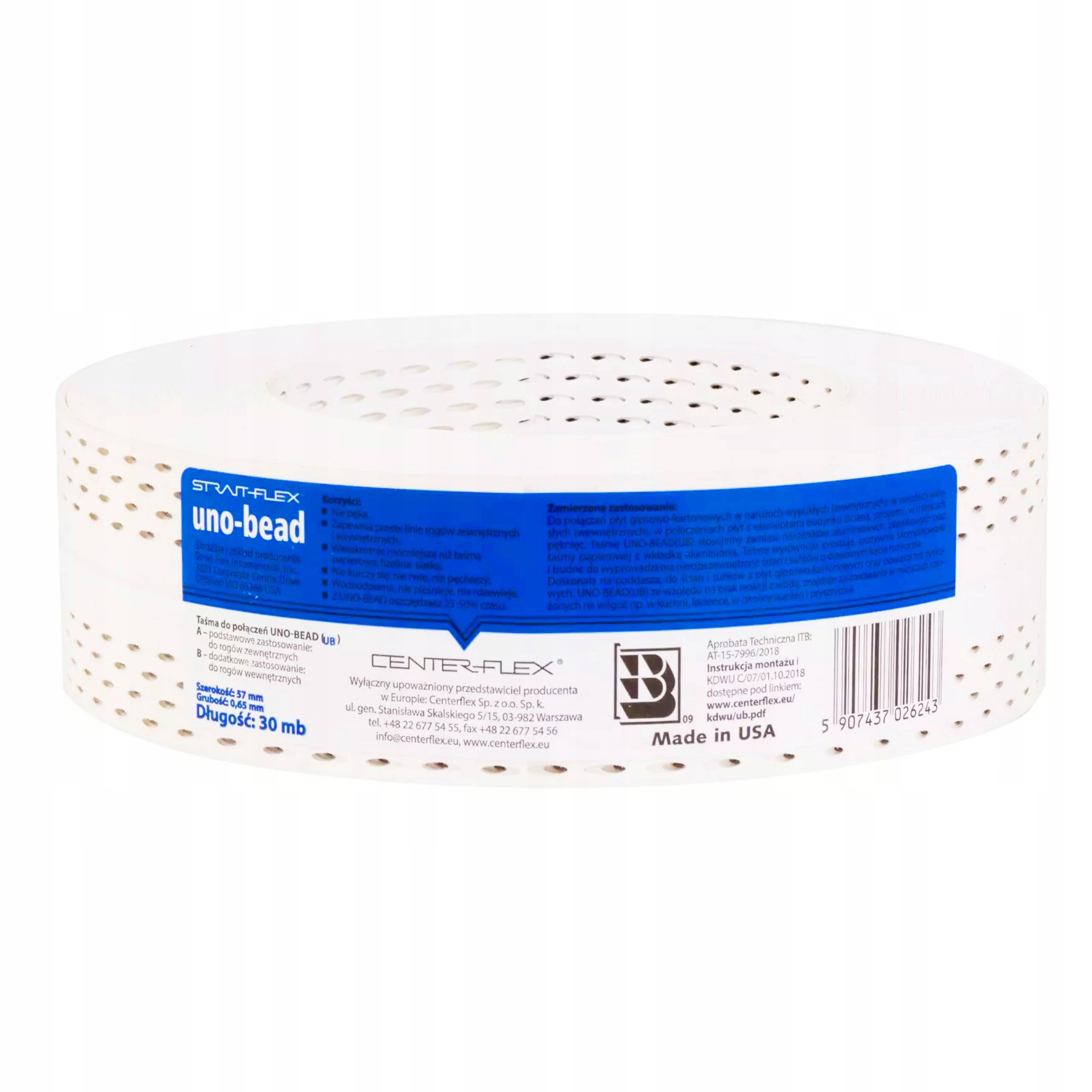 Páska na vnější rohy 30 m Unobead s modrými nápisy Americká