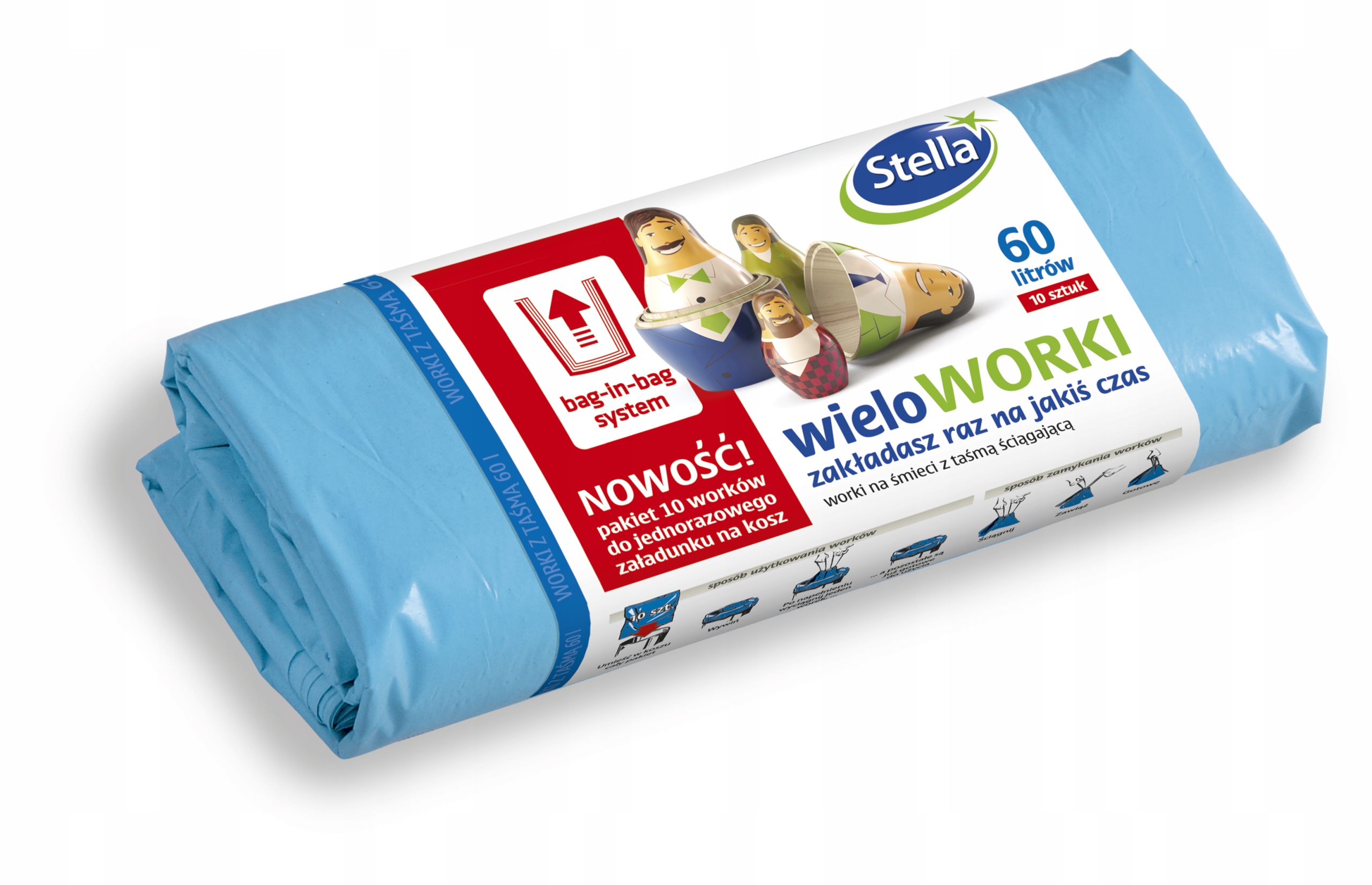 

Worki Na Śmieci Z Taśmą Stella Wieloworki 60L 10 s