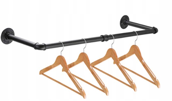 

Wieszak uchwyt na ubrania ścienny czarny loft 90cm