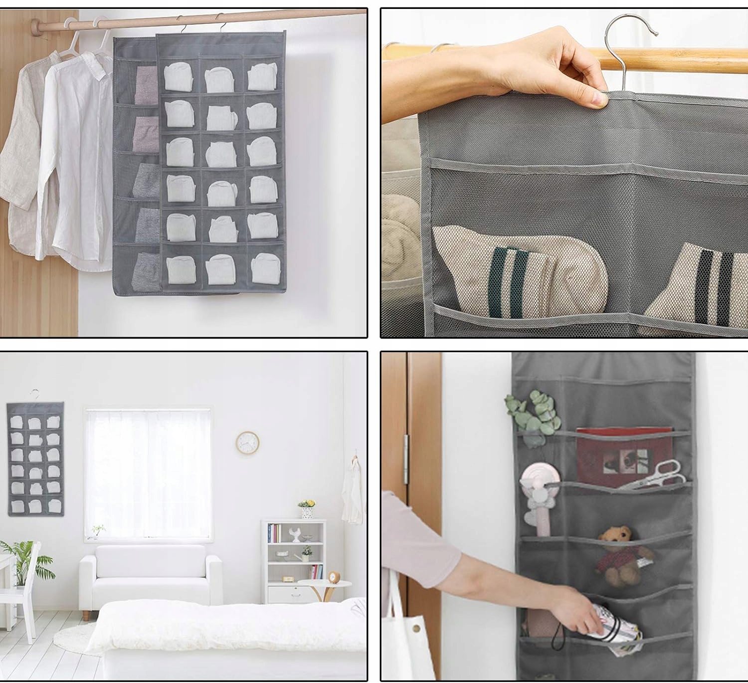 ORGANIZER WISZĄCY NA BIELIZNĘ SKARPETKI DO SZAFY GARDEROBY 30 KIESZENI Marka bez marki