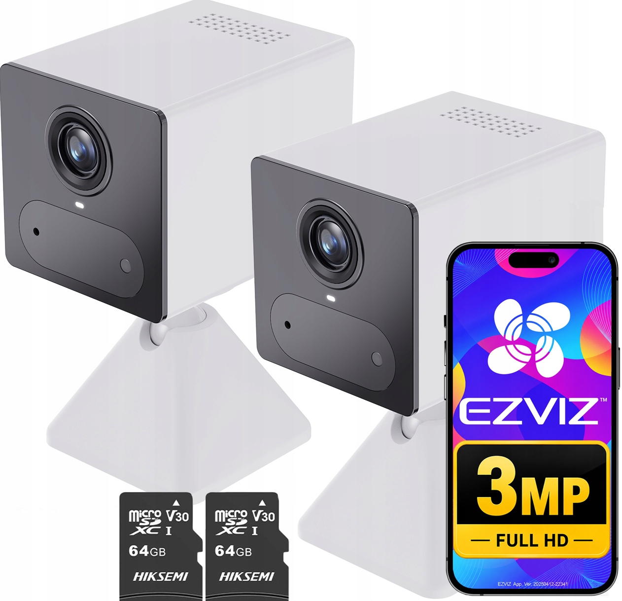 2x vnútorná kamera na Sim kartu Ezviz CB2 4G Biela Audio karta 64GB