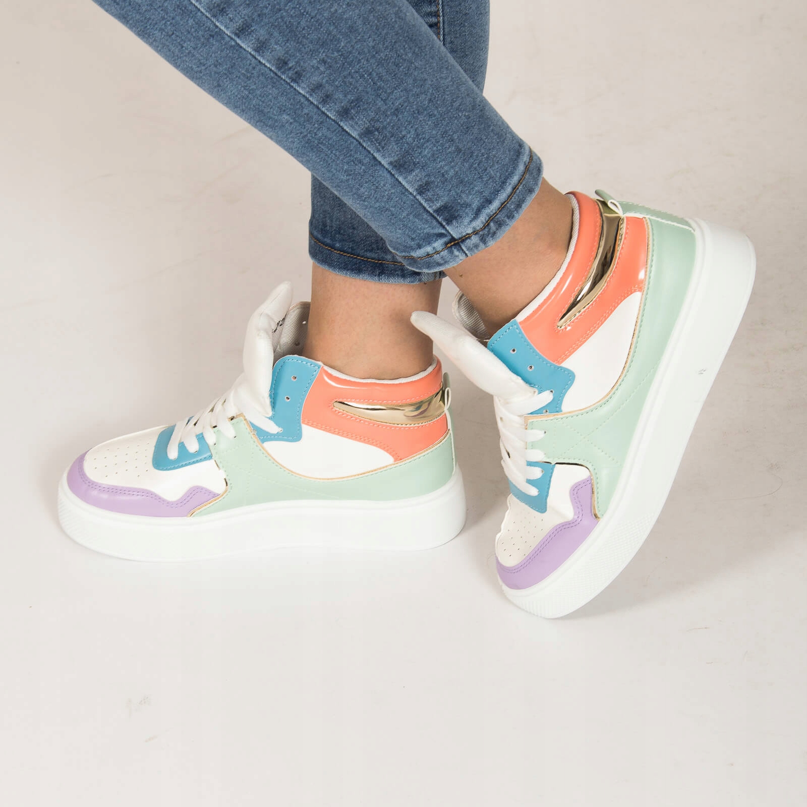 Sneakersy damskie platforma wysokie Multicolor 38 Rozmiar 38