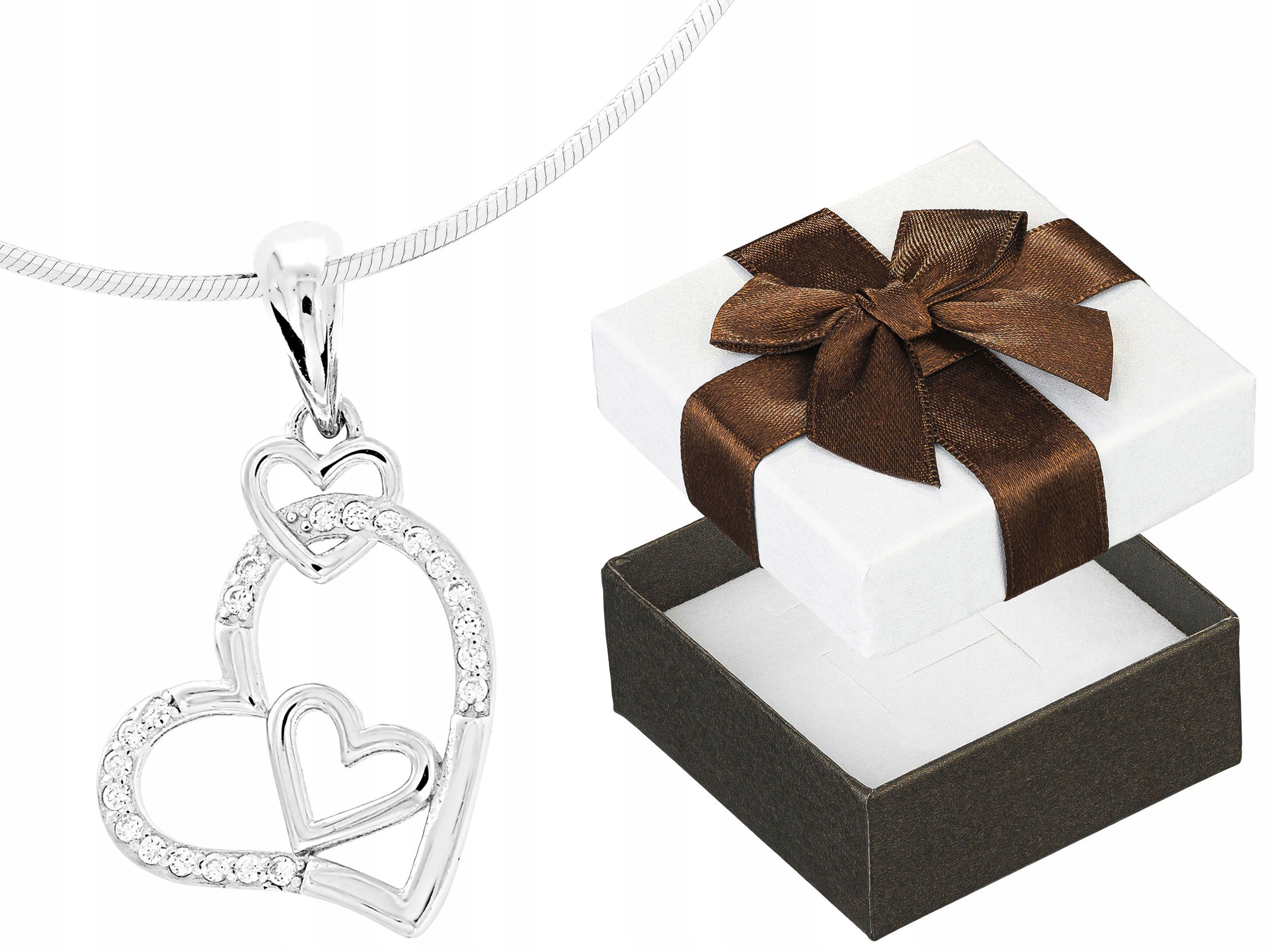 Dlouhý stříbrný dámský náhrdelník se srdíčky a zirkony Malé srdce Stříbro 90 cm