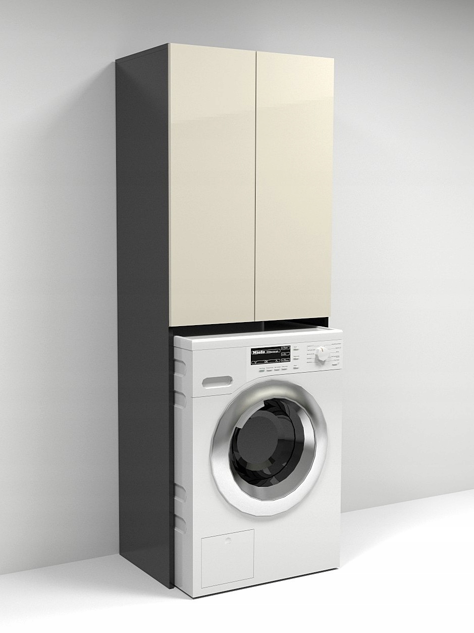 Szafka nad pralke czarna + biały Drzwi pełne