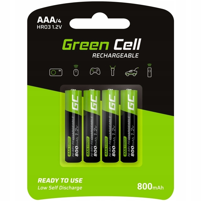 GREEN CELL 8X AKUMULATORKI BATERIE AAA R3 800mAh Marka Green Cell