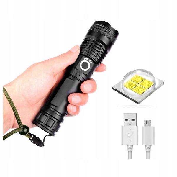 Latarka Swat Wojskowa P50 Led Zoom X-Balong Z Akumulatorem