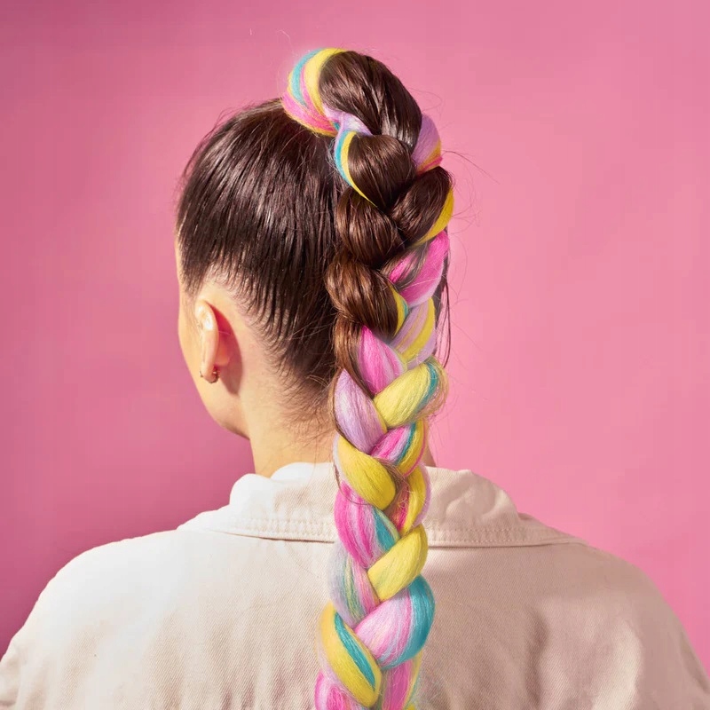 WŁOSY SYNTETYCZNE SZTUCZNE DO WARKOCZYKÓW WARKOCZYKI DREDY DOCZEPY TĘCZOWE Marka inna marka