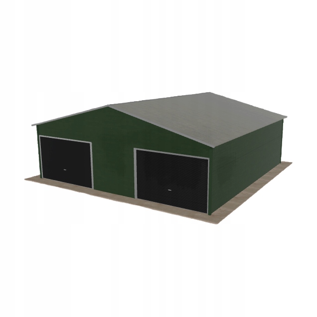 Plechová garáž 8x8 m dvoupolohová, dvoupolohová, zelená