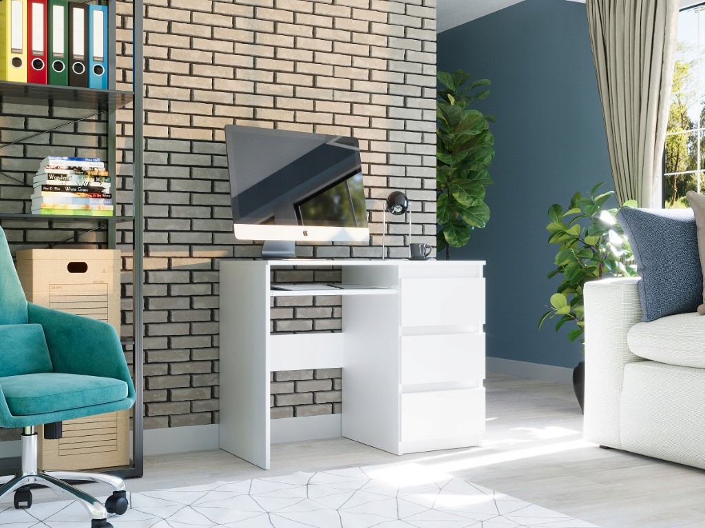 BIURKO KOMPUTEROWE 96CM STOLIK STÓŁ BIAŁE N-3