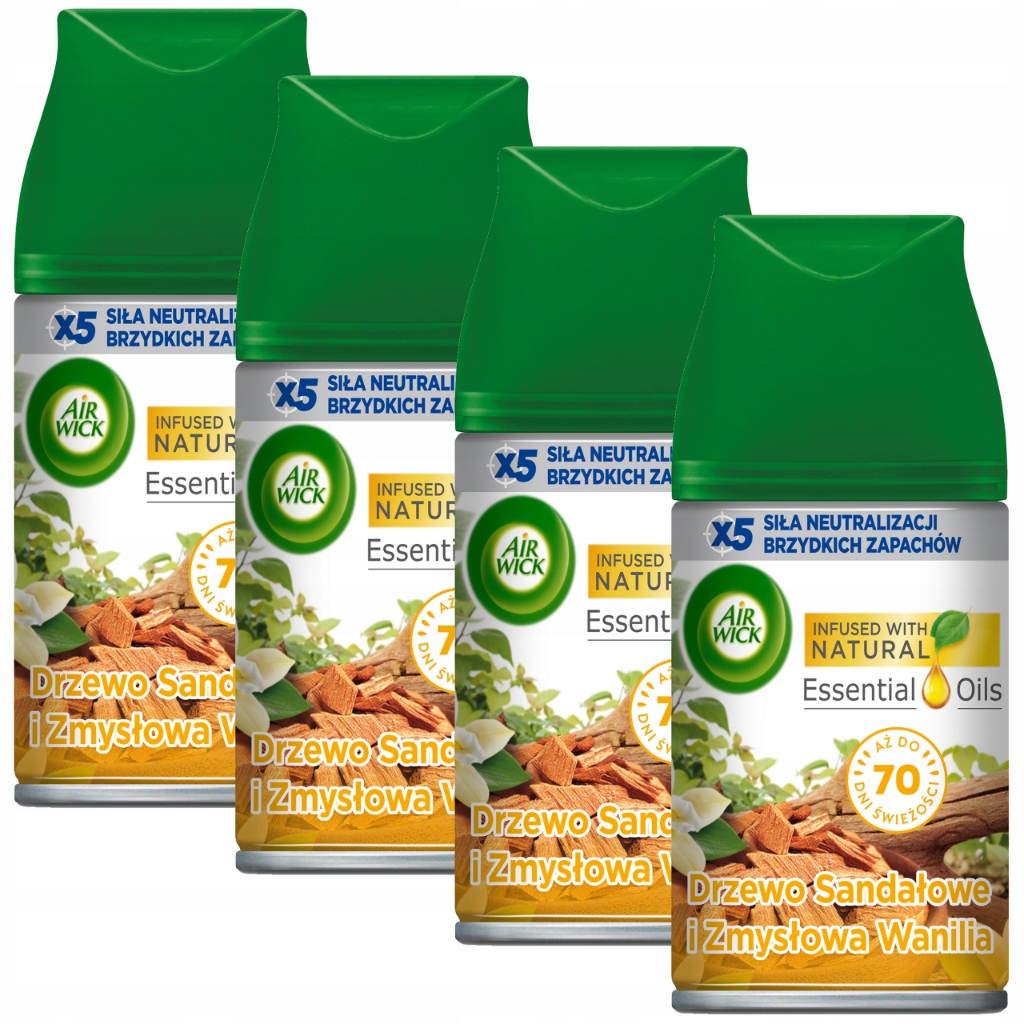 Levně Air Wick Náplně Do Osvěžovače Vzduchu Santalové Dřevo Vanilka 4X 250 ML