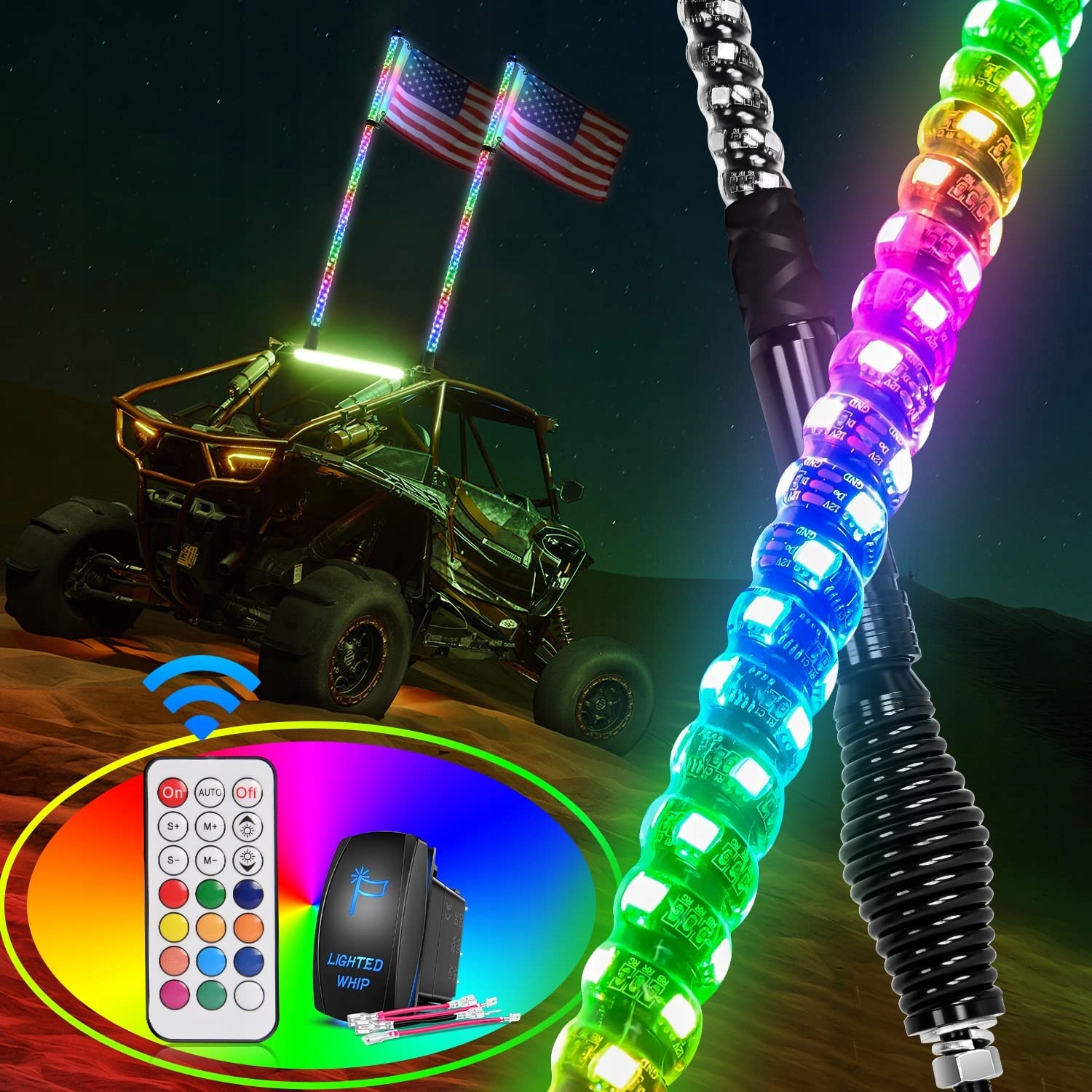 O9135081215100224A - 1шт 1м спиральная антенна хлыст RGB LED OmaiLighting