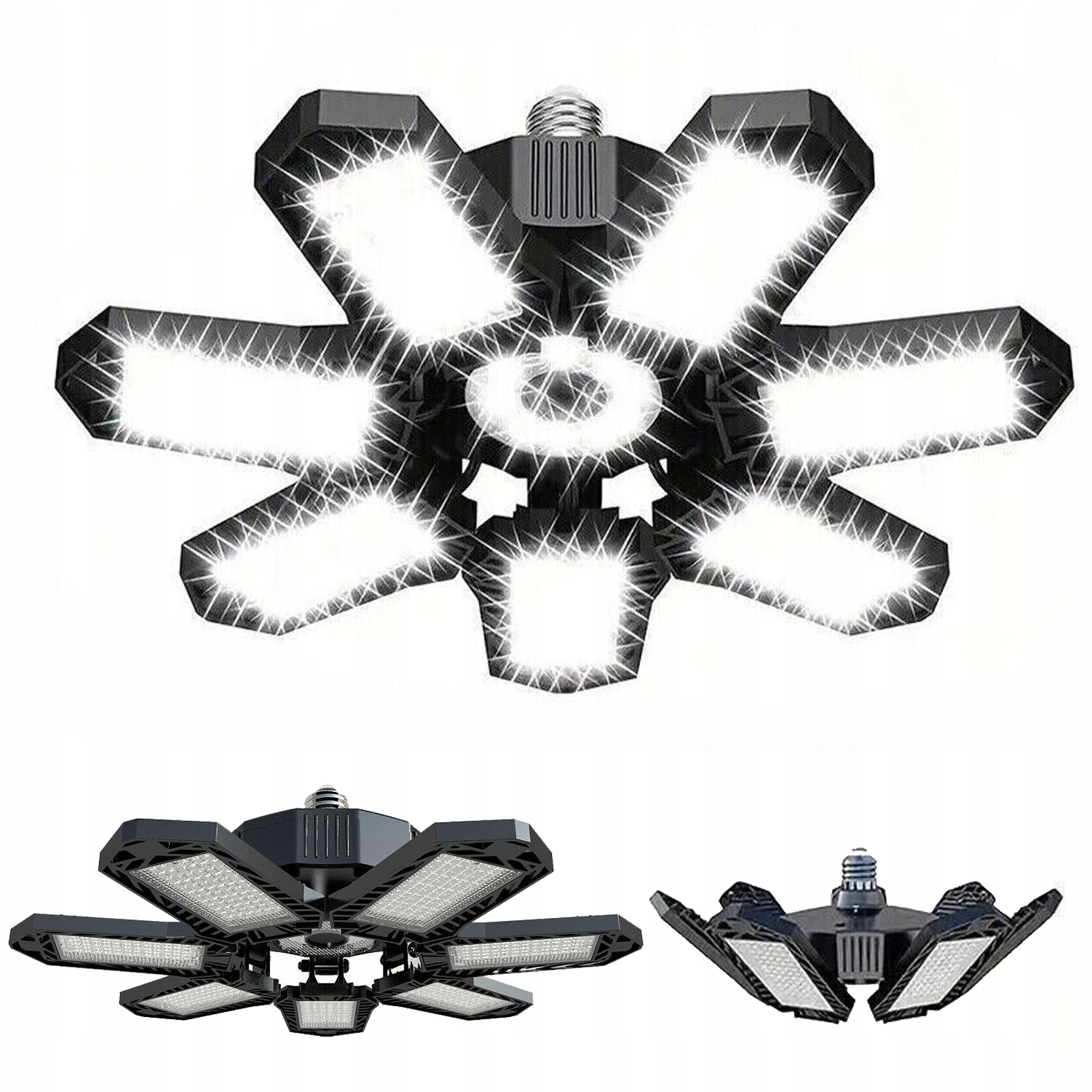 Lampa Garażowa Led Sufitowa Rozkładana 7 Paneli 200W 360° E27