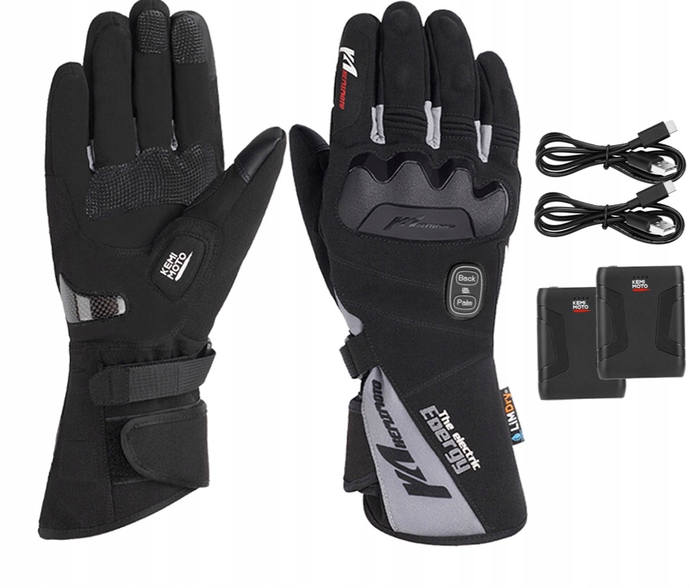 Kemimoto Motocyklové Lyžiarske Rukavice Vyhrievané 2xPOWERBANK M