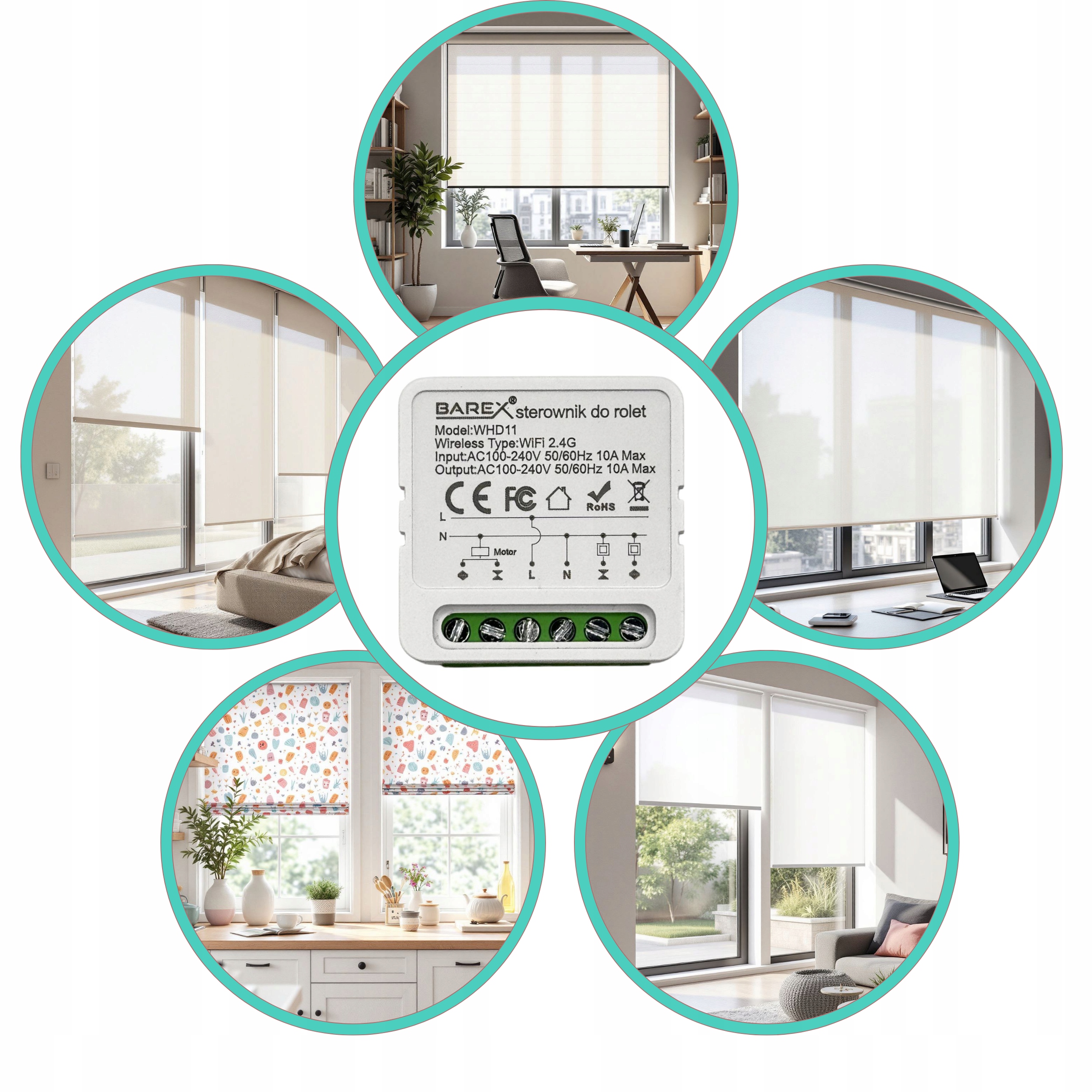 Zestaw 4x Inteligentny Wi-Fi Moduł do Sterowania Rolet i Zasłon Tuya 10 A Marka inna