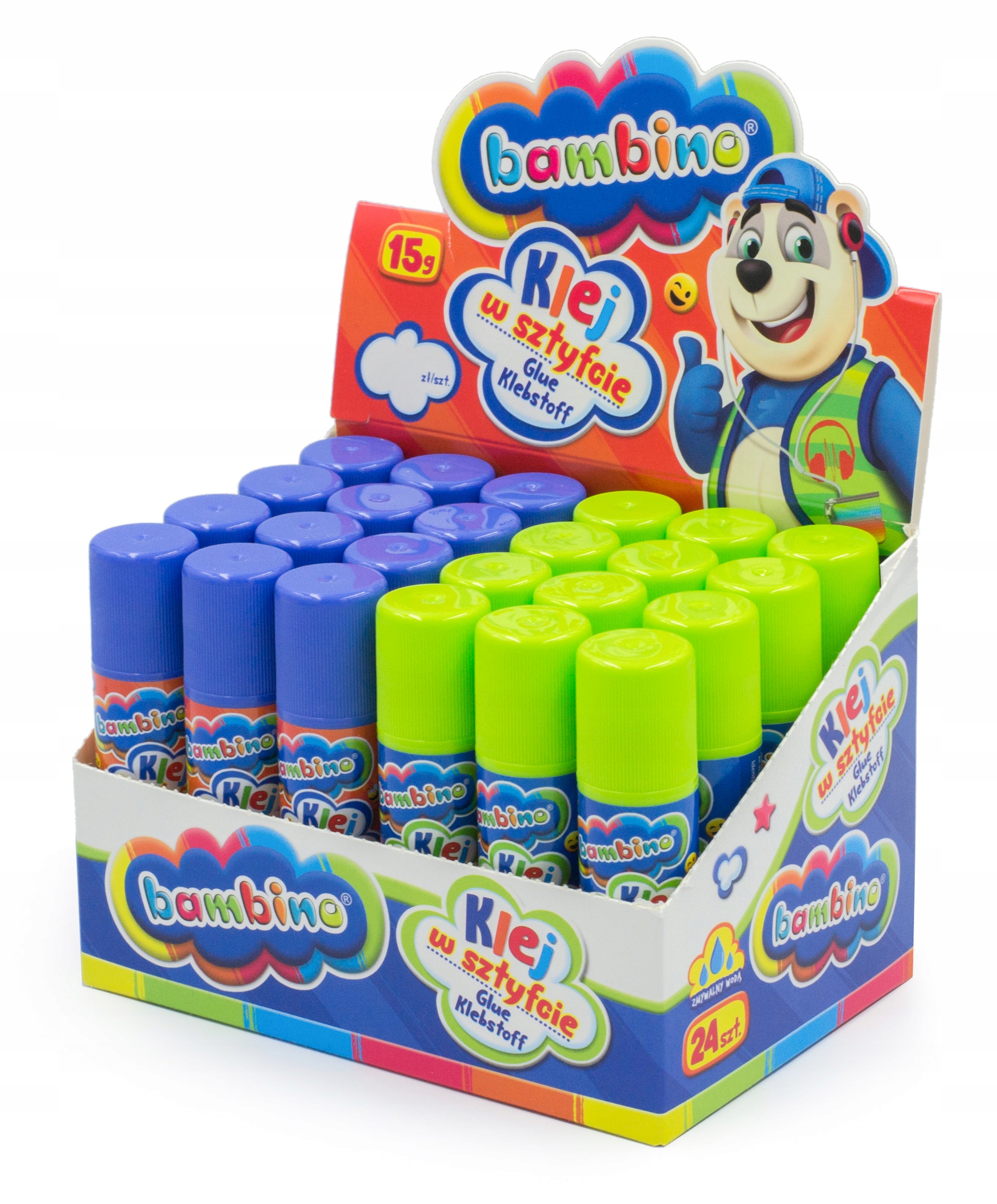 

24x Klej szkolny w sztyfcie Bambino 15g display