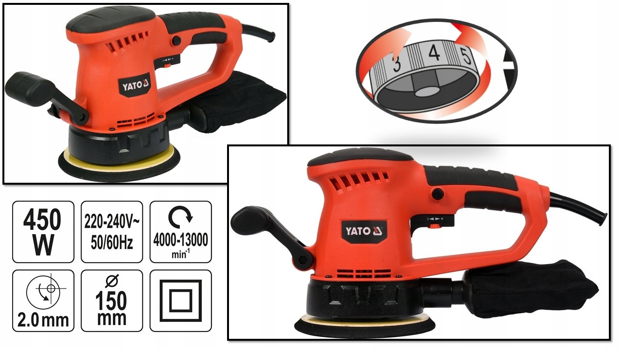 SZLIFIERKA MIMOŚRODOWA 450W 150MM 4000-13000 OBROT