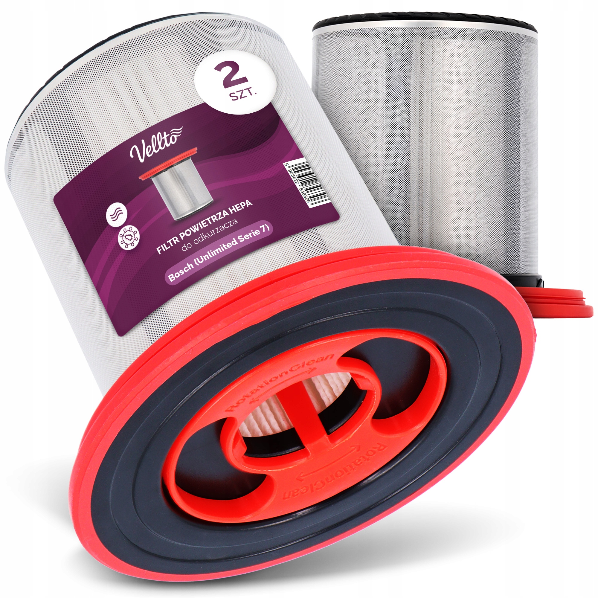 2x Filtr Powietrza do Odkurzacza Bosch Unlimited Serie 7 BBS711 BCS711 Em-v