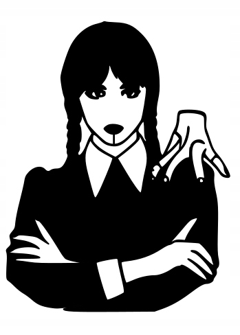 

Topper Wednesday Addams czarny na bok tortu