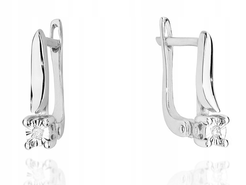 Zlaté náušnice 585 Jemné S Brilianty 1,70g módní diamanty pro ni 14k