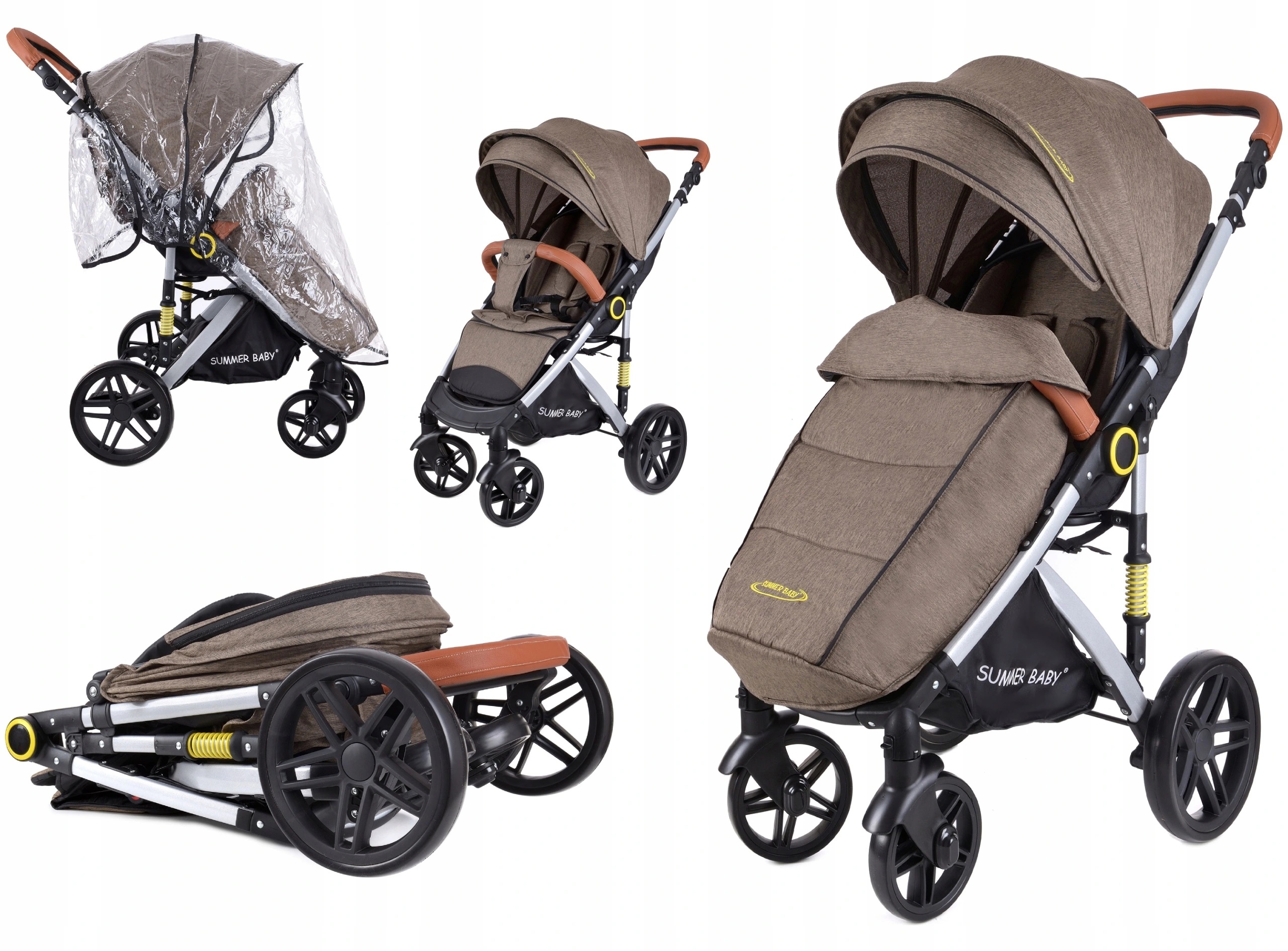 WÓZEK SPACEROWY SPACERÓWKA Summer Baby Koła 25cm Ocieplacz,Folia+DODATKI