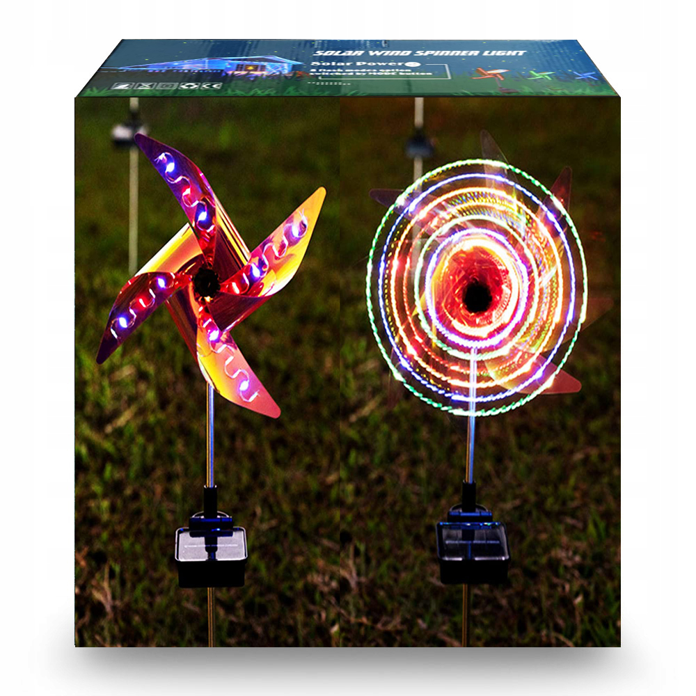 

2SZT Kolorowe Lampa Ogrodowa Solarna Wiatrak 32LED