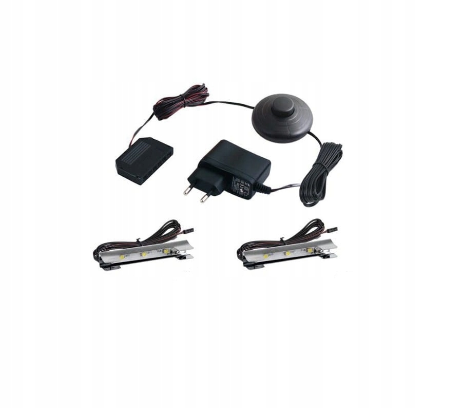 Podświetlenie dwóch szklanych półek czerwony