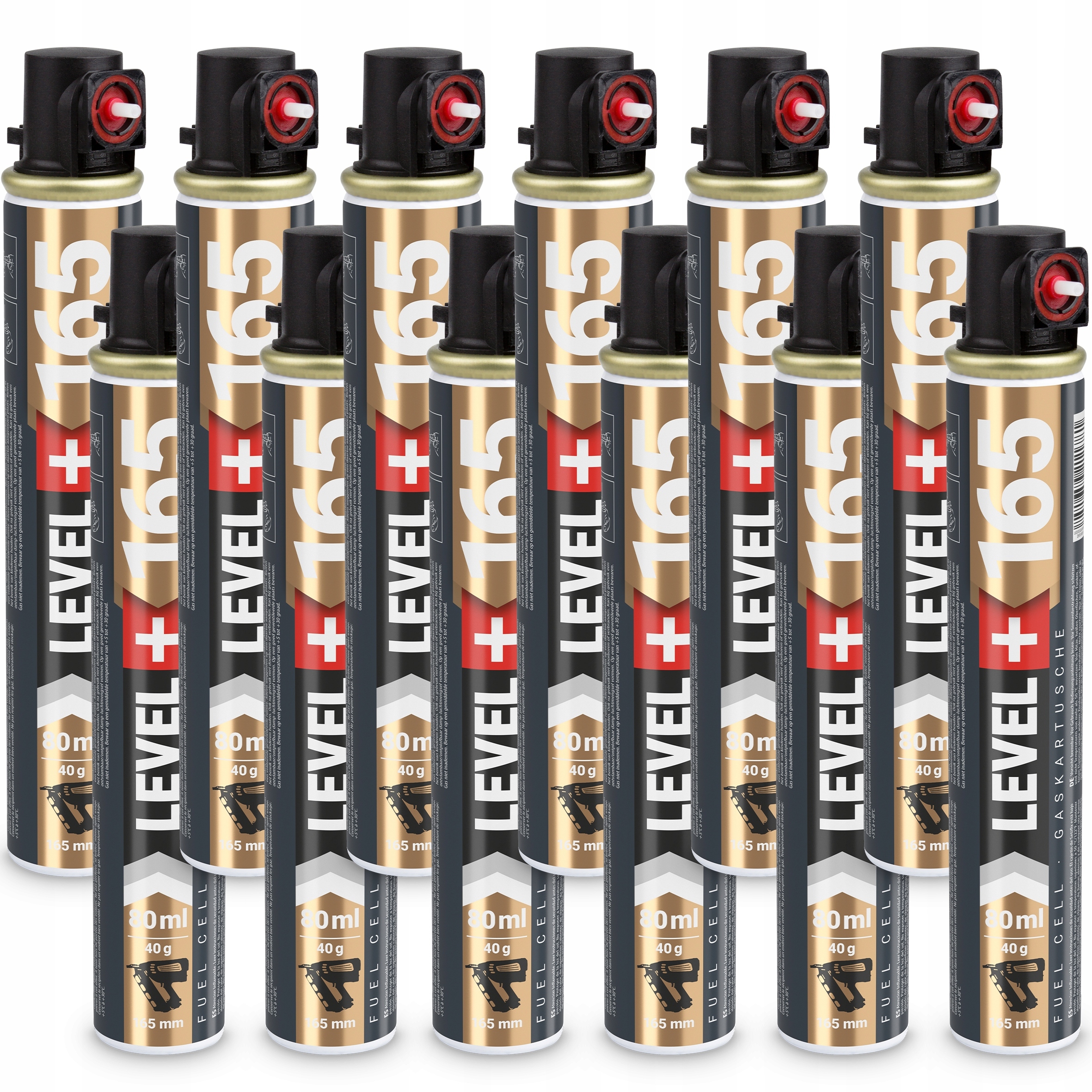 Plyn pro plynové hřebíkovačky 12 ks 80 ml 40 g L+165R