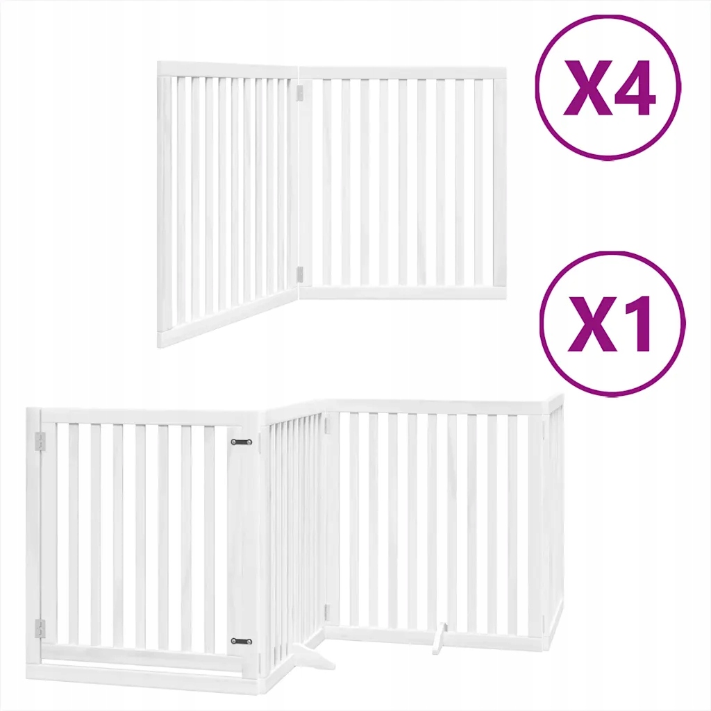 Levně Skládací branka pro psa s dveřmi, 12 panelů, bílá, 960 cm