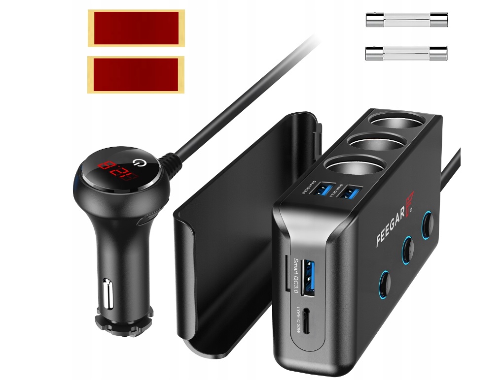 ROZDZIELACZ GNIAZDA ZAPALNICZKI FEEGAR 12-24V USB Prezent
