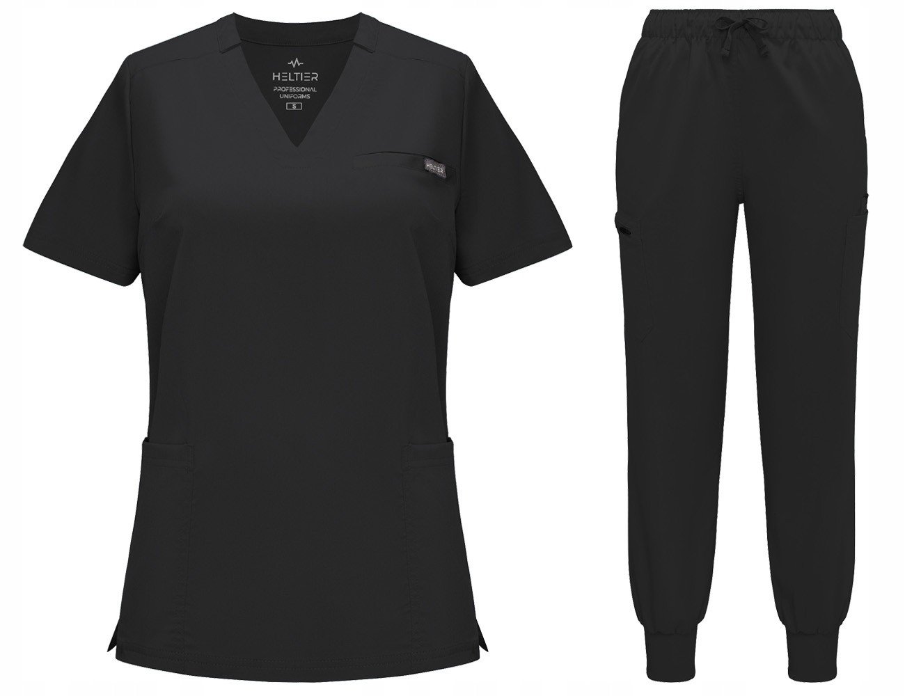 Komplet Medyczny Damski Scrub Uniform, Model Remedy, Kolor Black Rozmiar S