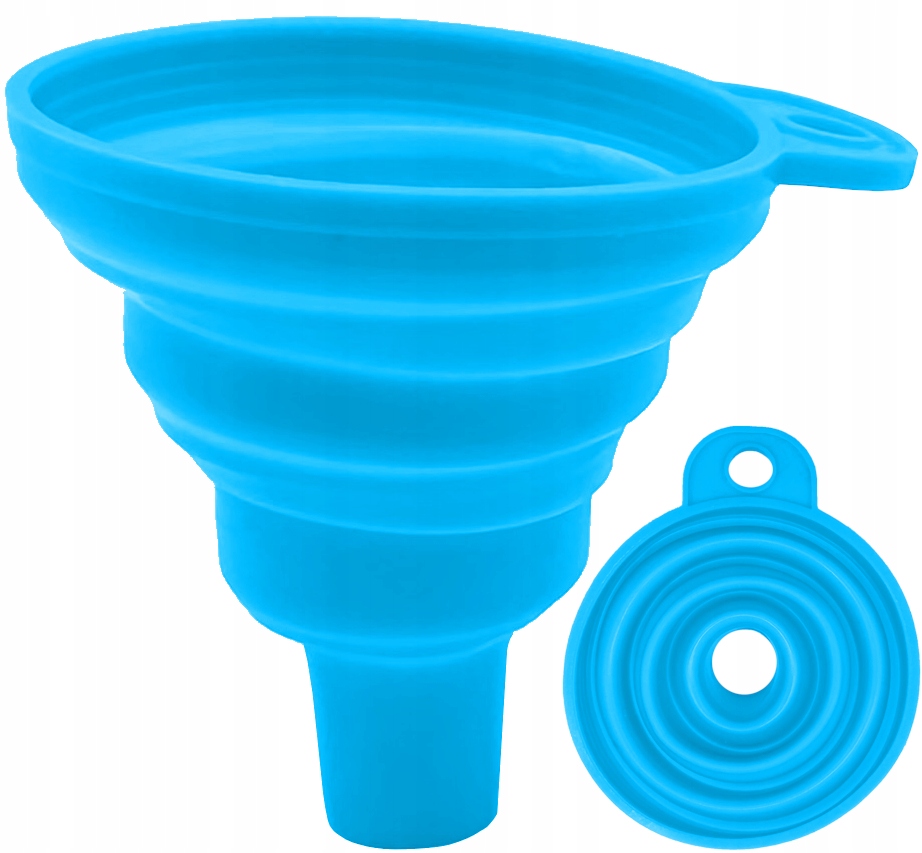 UNIWERSALNY SILIKONOWY LEJEK SKŁADANY DO SAMOCHODU MAŁY DO PŁYNÓW NIEBIESKI