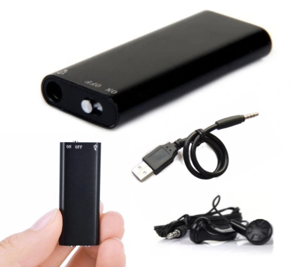 DYKTAFON SZPIEGOWSKI MINI CYFROWY PODSŁUCH MAŁY PENDRIVE 16GB SŁUCHAWKI