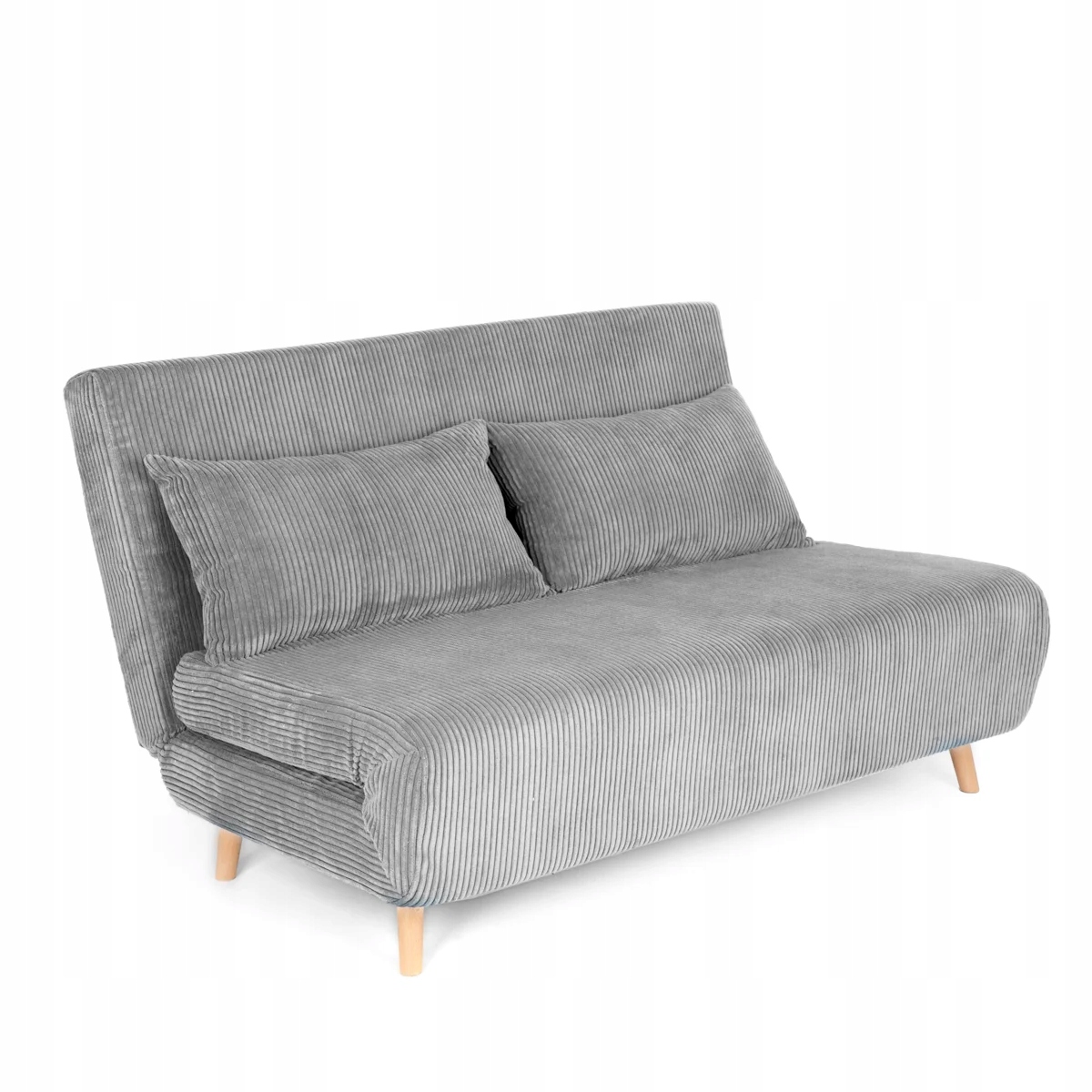 Sofa Solace 2-osobowa, z funkcją spania sztruksowa szara 140x91x84 cm Homla