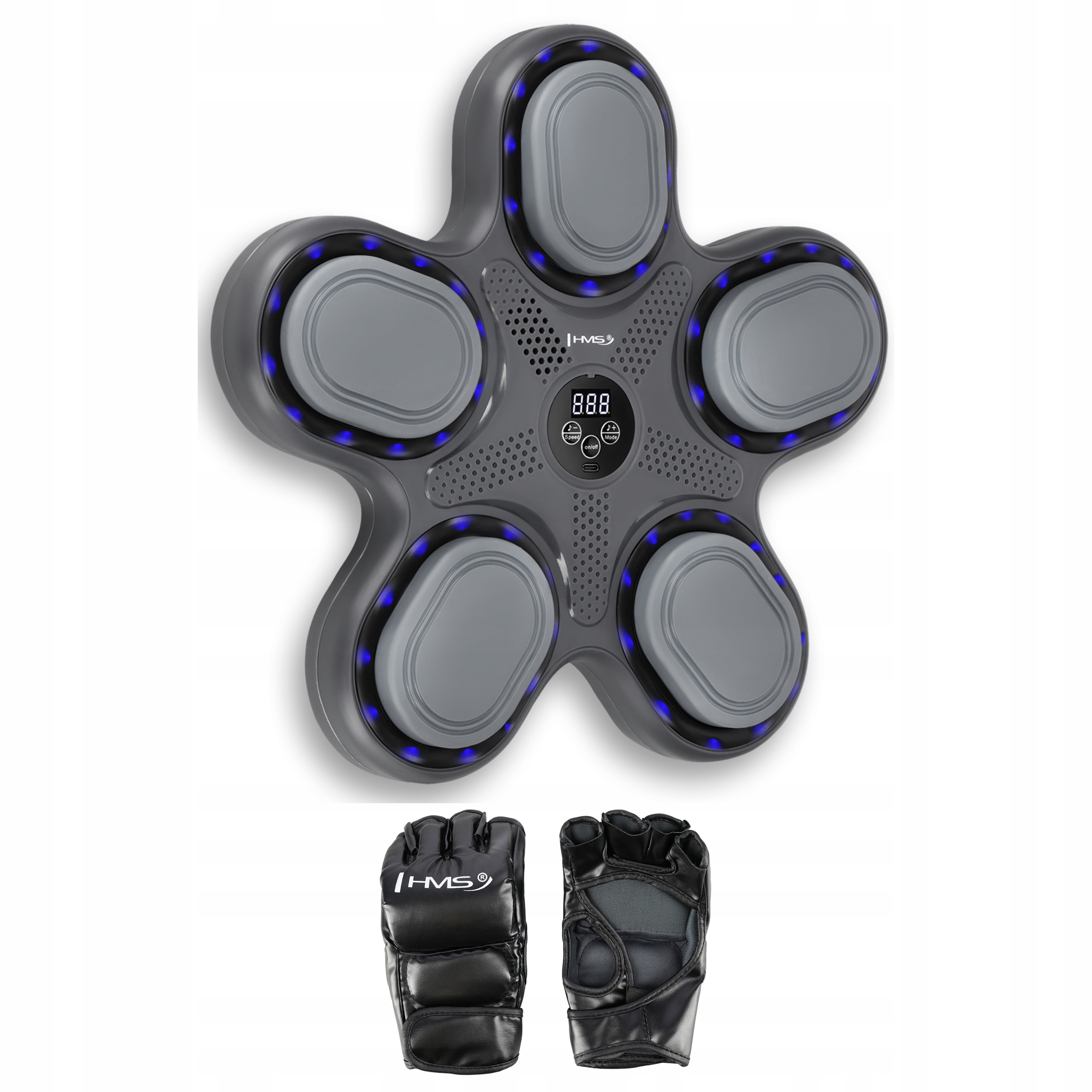Elektronický boxerský štít, Bluetooth počítadlo úderů, hudba, Led Hms