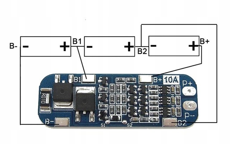 Moduł BMS PCM PCB ładowania i ochrony ogniw 18650 Li-Ion 12V 10 - 15A Kod producenta 9154