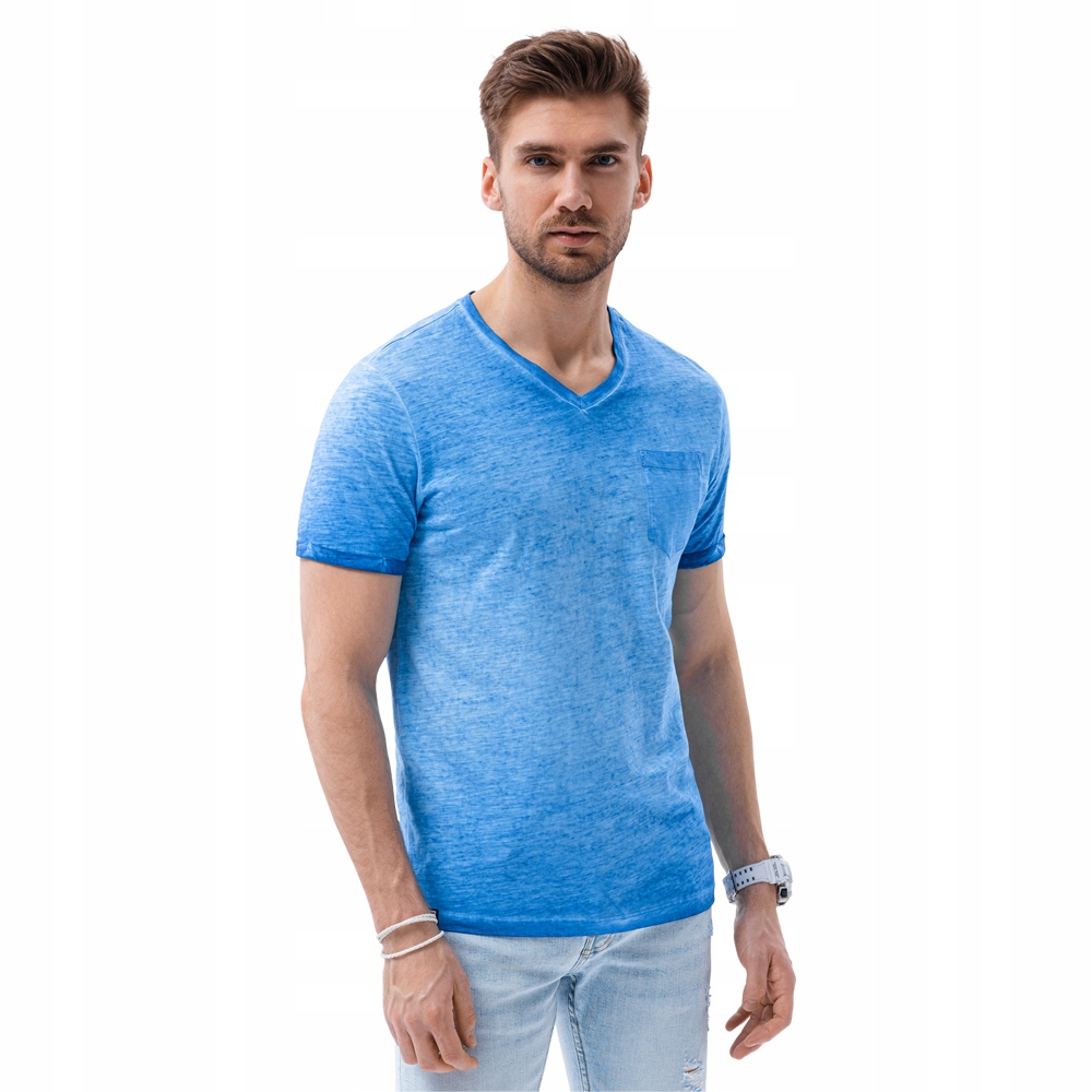

T-shirt męski bawełniany S1388 niebieski M