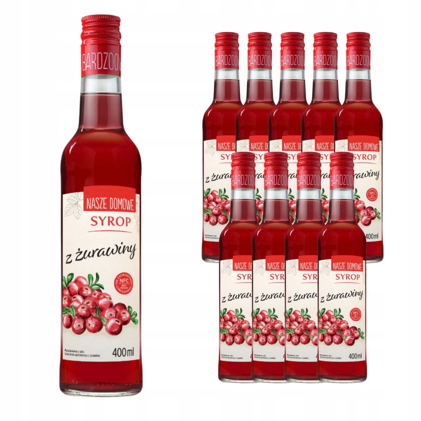 Nasze Domowe Syrop z żurawiny 400 ml Naturalny smak prosto z owoców x10