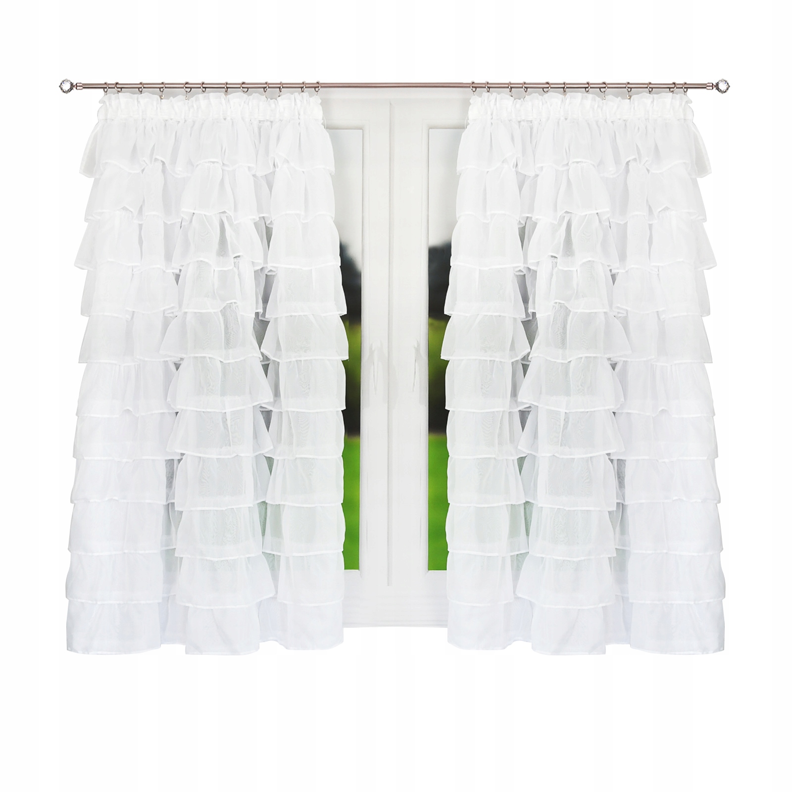 Firana Gotowa 145 X 250 CM Firany Z Falbanami Firanki