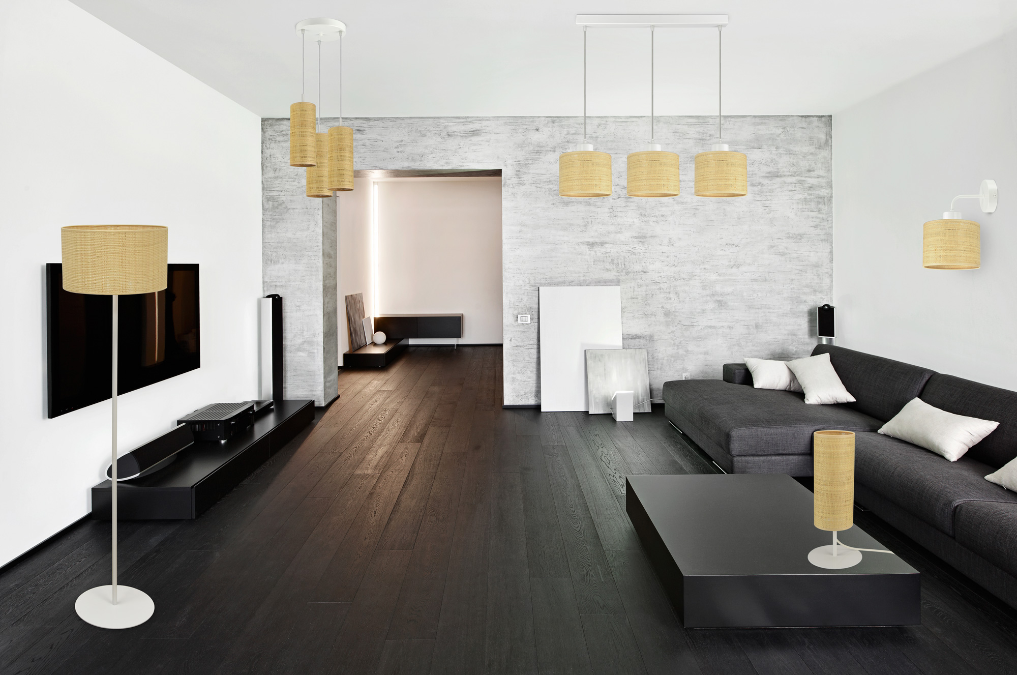 Lampka Nocna Stołowa Dekoracyjna Abażur Rattan LED Typ nocna stołowa