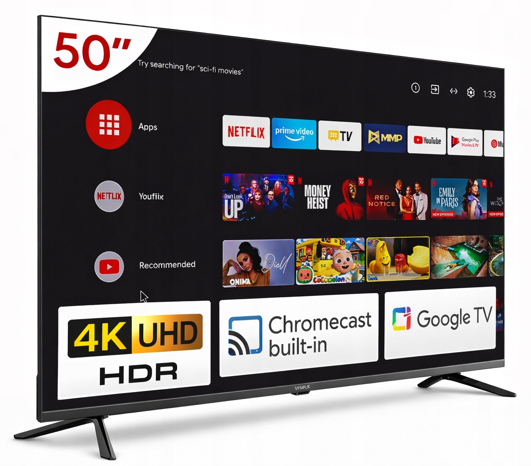 Telewizor LED 50" Smart TV 50UHD10K 4K UHD Android HDR10 QUAD CORE 2+3 lata Stan opakowania oryginalne