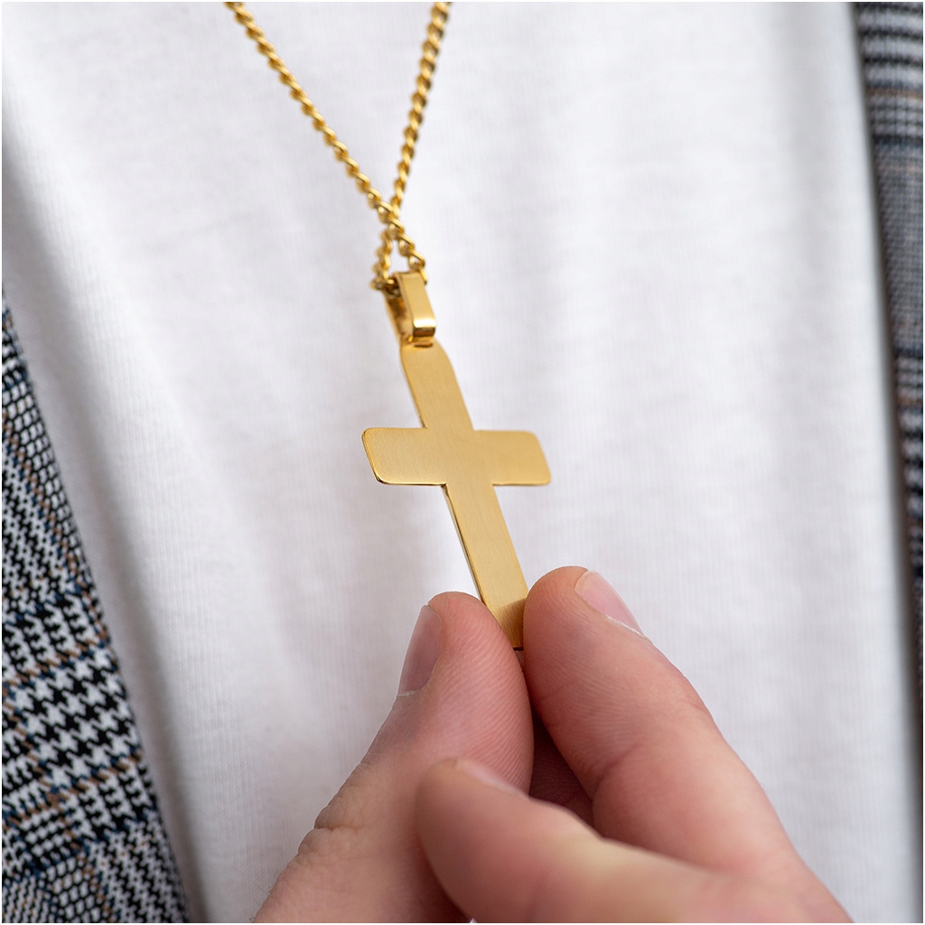 Zawieszka męska wisiorek KRZYŻYK POZŁACANA stal chirurgiczna 316L Materiał stal