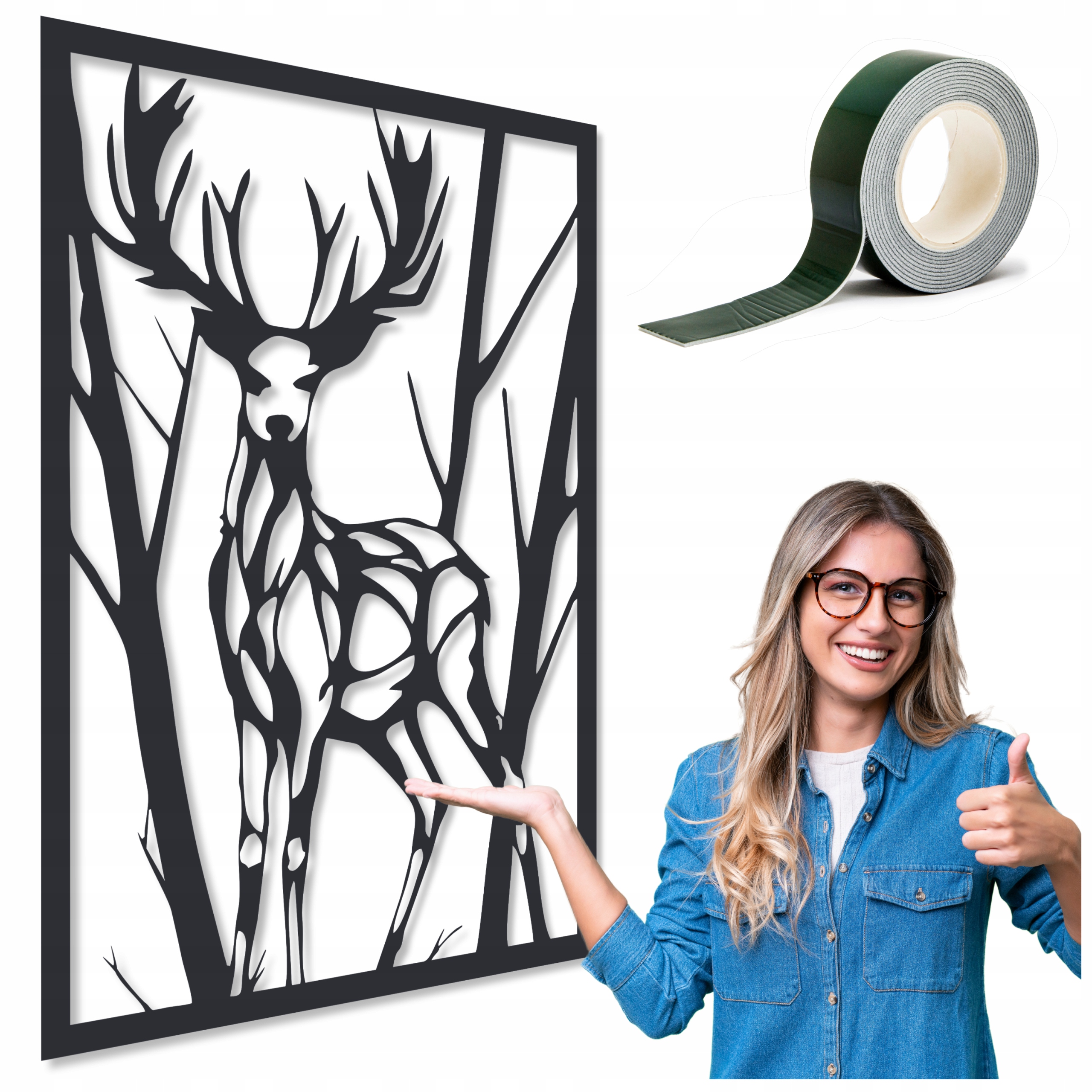 Ažurová Nástěnná Dekorace Obraz Ze Dřeva 75 cm XXL Obraz Ažurový Jelen Velký