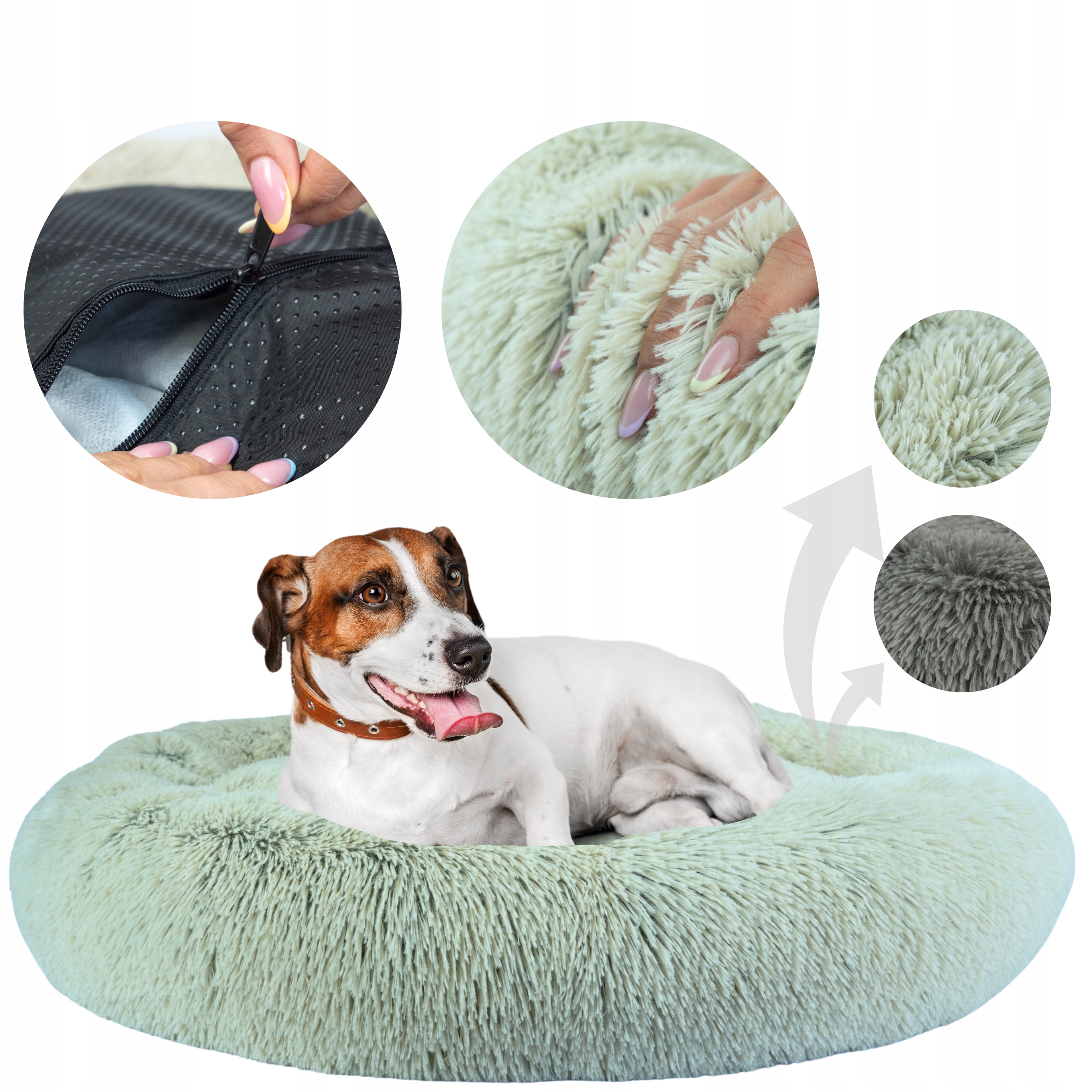 Levně pelíšek pro psa Plyšová postel Shaggy Béžové velký kruh Premium 70cm roz.L